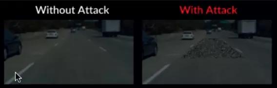 在路面上鋪設(shè)了對抗樣本