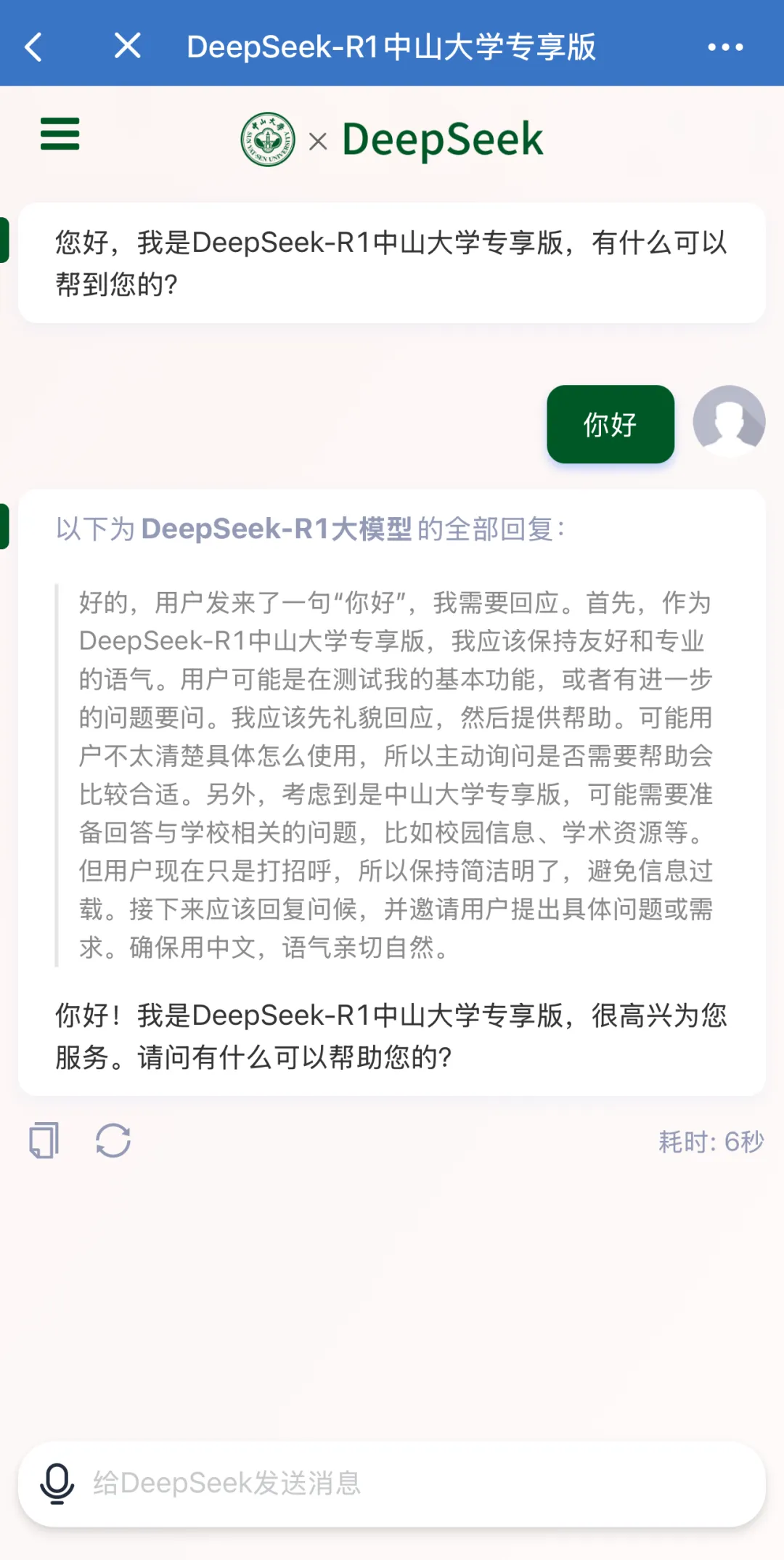 DeepSeek-R1專享版中山大學(xué)專享版界面